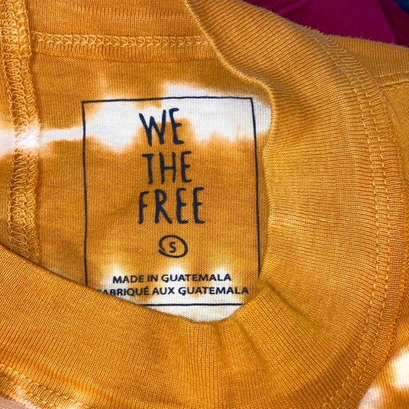 FREE PEOPLE We The Free Tie Dye Oversized Tunic Tee Mustard/Tan Boho Knit Top S - Picture 10 of 11
